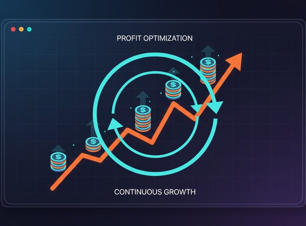Graphic symbolizing the continuous optimization cycle to scale profitable ad campaigns with our PPC services in Pakistan.